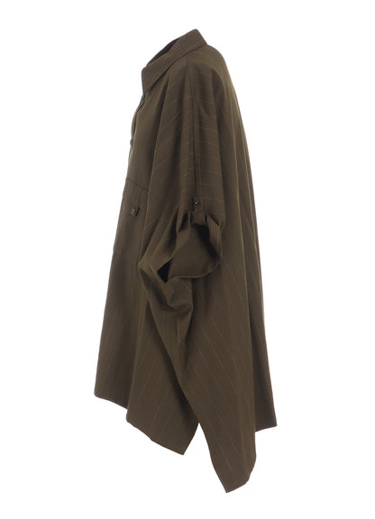 W/RY STRIPE ROLLED SLEEVE BLOUSE