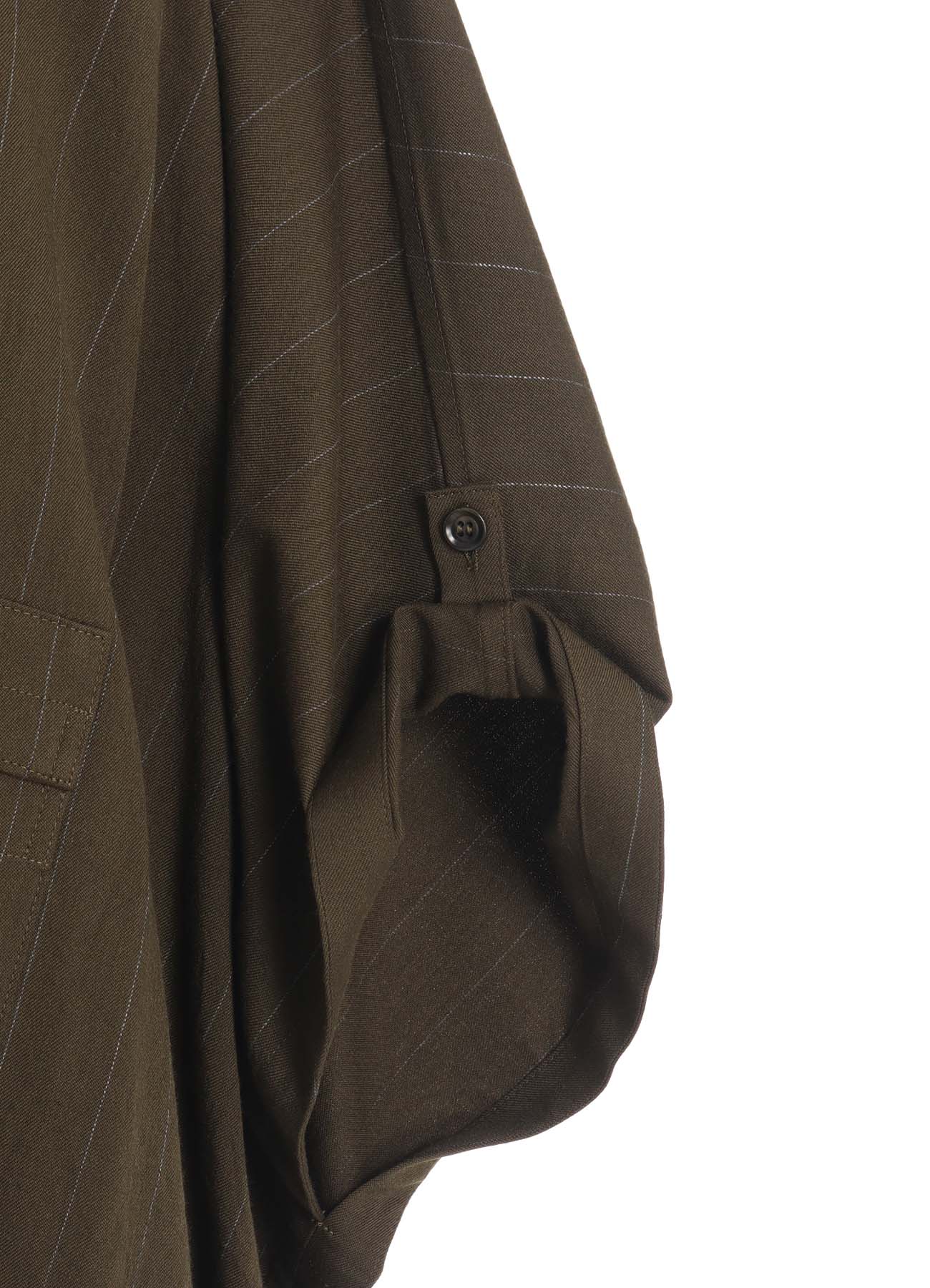 W/RY STRIPE ROLLED SLEEVE BLOUSE