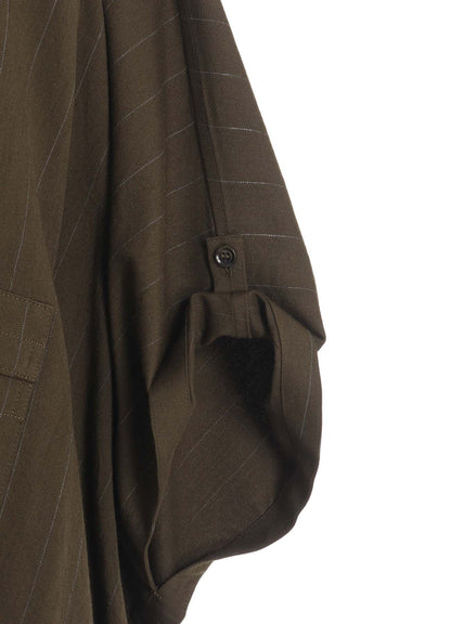 W/RY STRIPE ROLLED SLEEVE BLOUSE