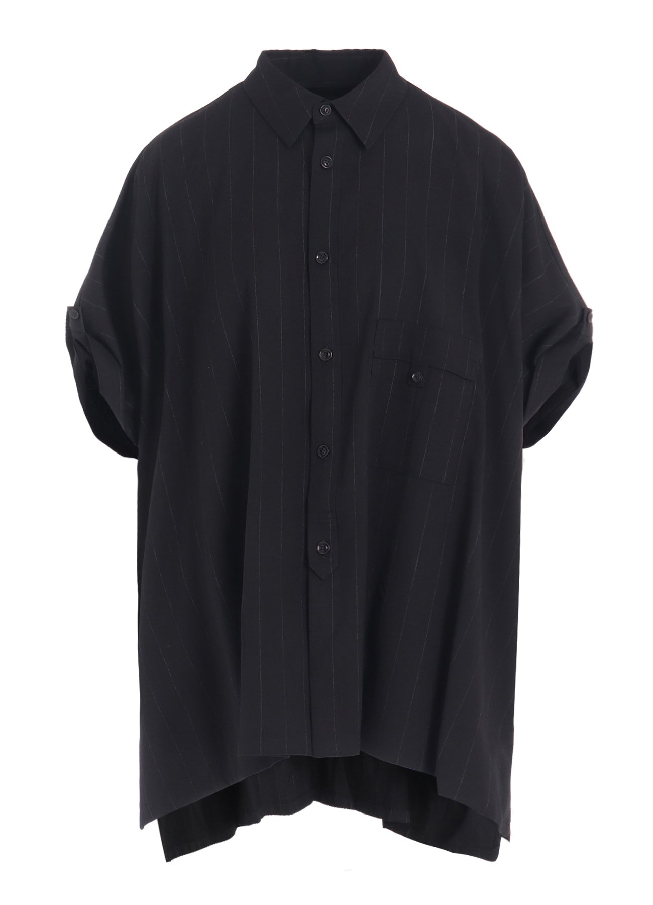 W/RY STRIPE ROLLED SLEEVE BLOUSE