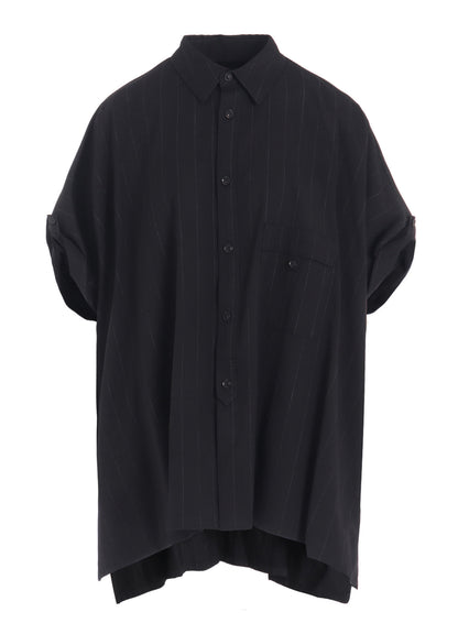 W/RY STRIPE ROLLED SLEEVE BLOUSE