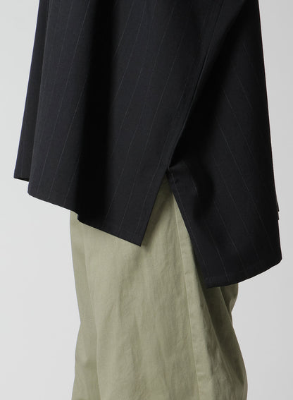 W/RY STRIPE ROLLED SLEEVE BLOUSE