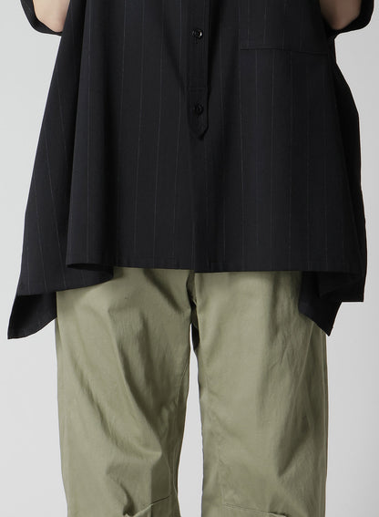 W/RY STRIPE ROLLED SLEEVE BLOUSE