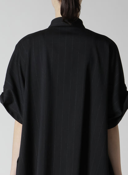 W/RY STRIPE ROLLED SLEEVE BLOUSE