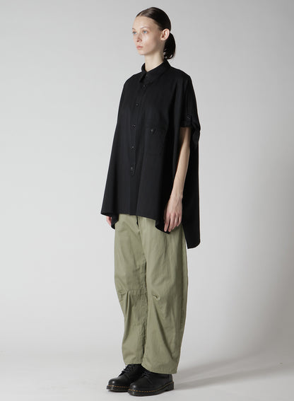 W/RY STRIPE ROLLED SLEEVE BLOUSE