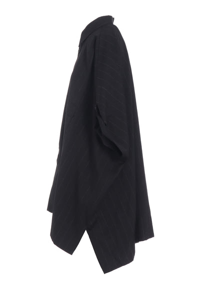 W/RY STRIPE ROLLED SLEEVE BLOUSE