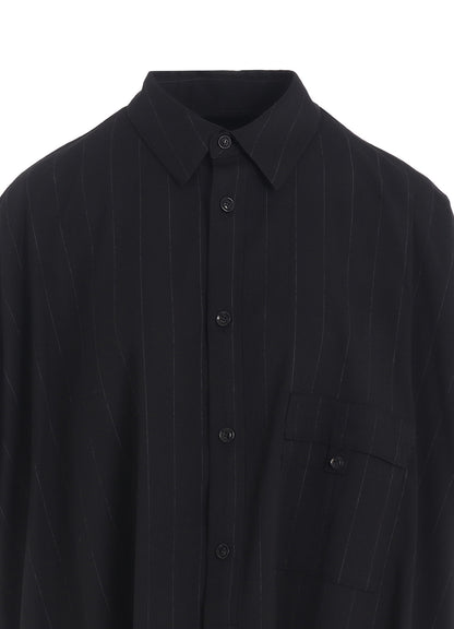 W/RY STRIPE ROLLED SLEEVE BLOUSE