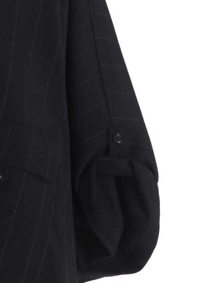 W/RY STRIPE ROLLED SLEEVE BLOUSE