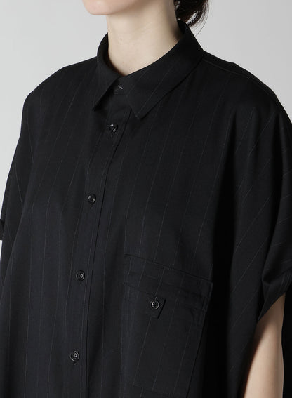 W/RY STRIPE ROLLED SLEEVE BLOUSE