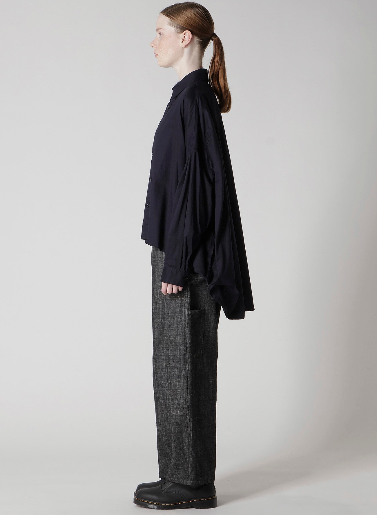 [Y's BORN PRODUCT] THIN COTTON TWILL DOUBLE FRONT BIG BLOUSE