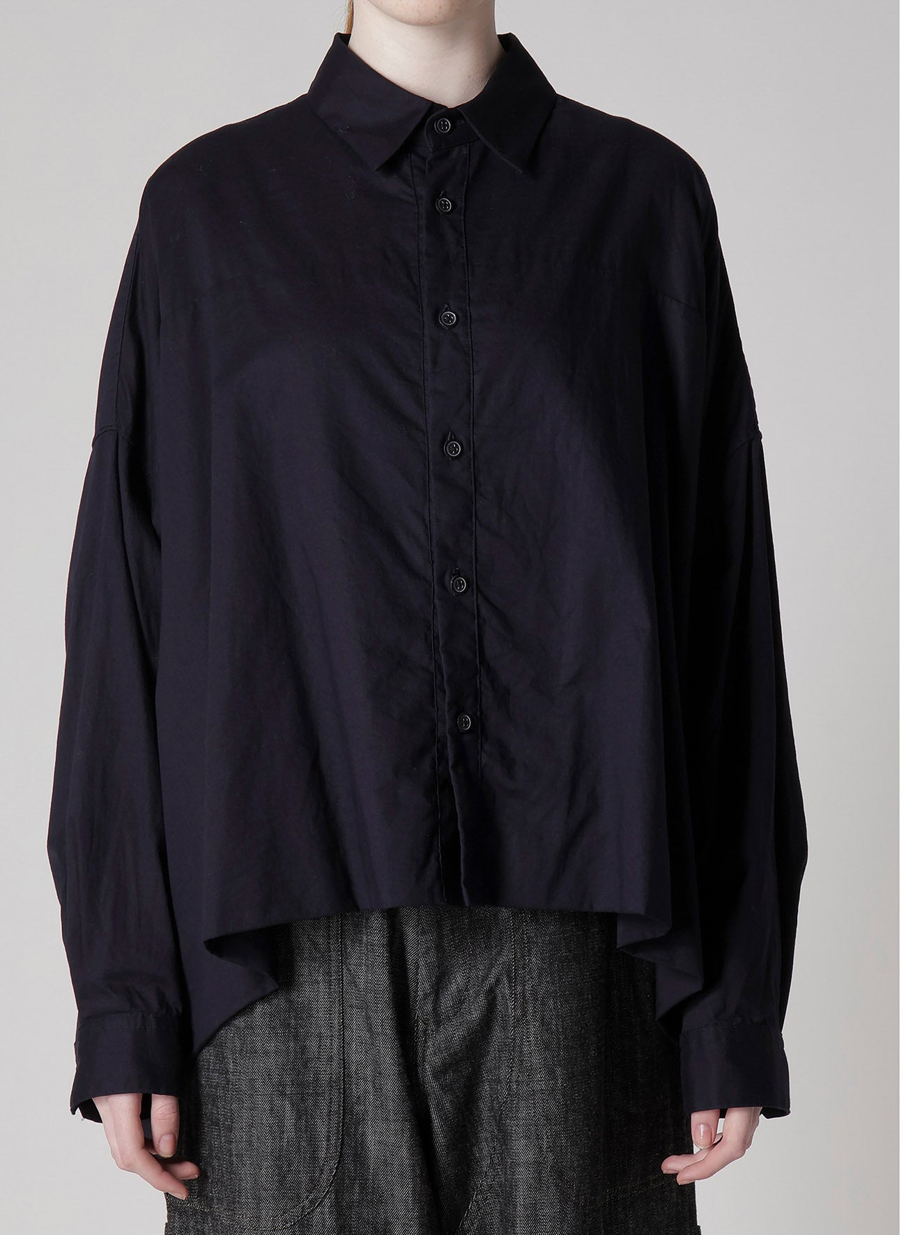 [Y's BORN PRODUCT] THIN COTTON TWILL DOUBLE FRONT BIG BLOUSE