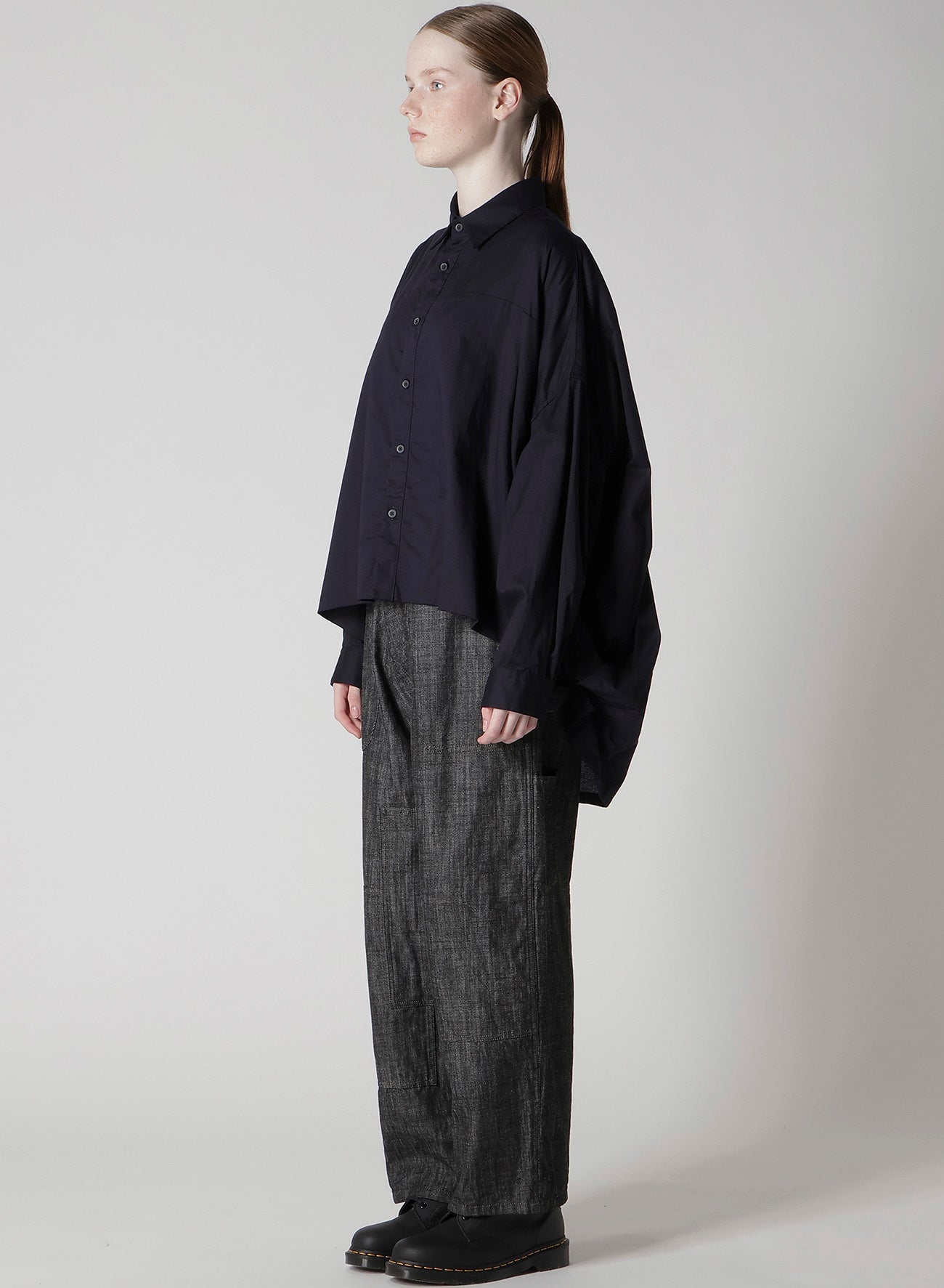 [Y's BORN PRODUCT] THIN COTTON TWILL DOUBLE FRONT BIG BLOUSE