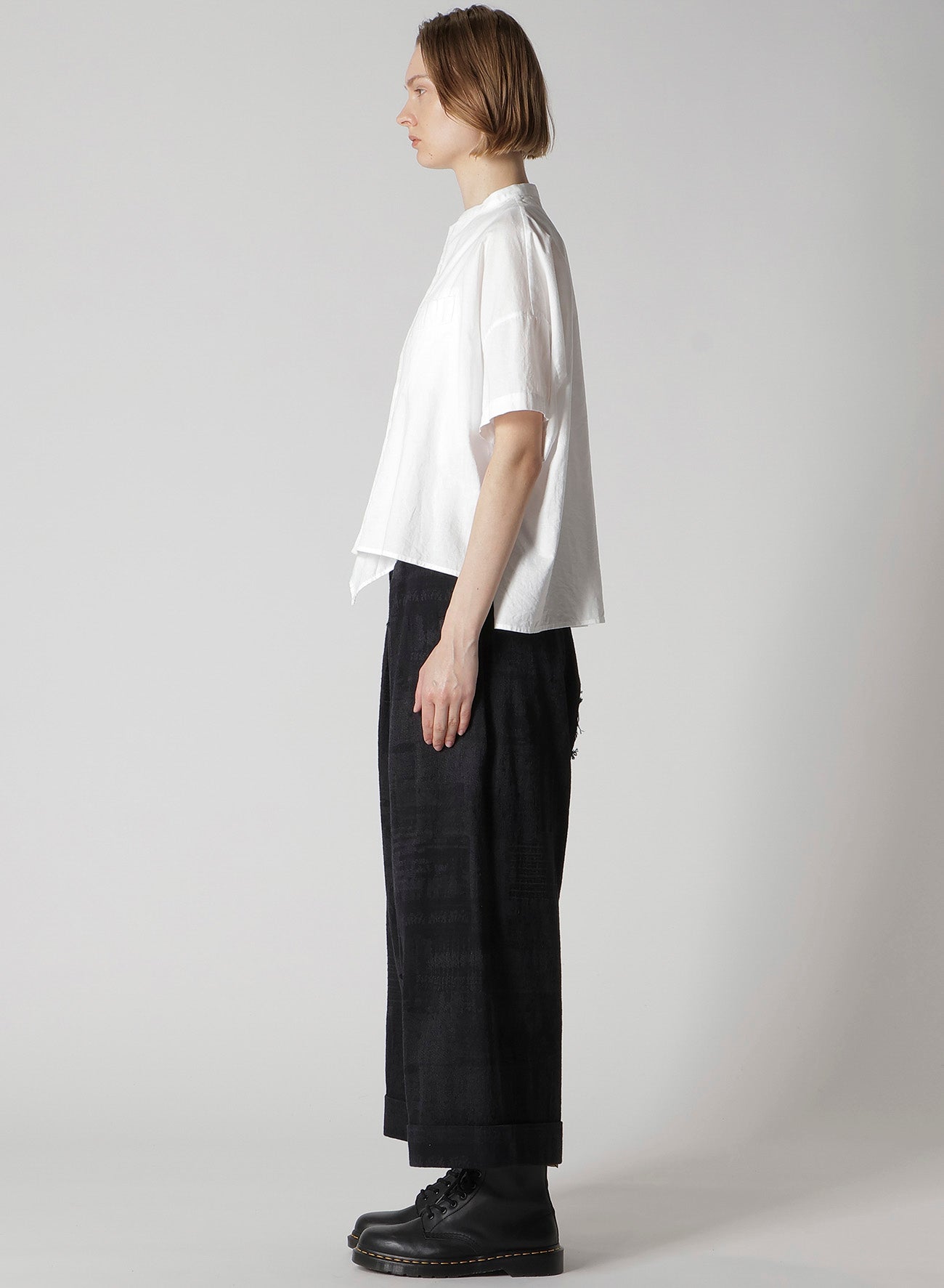 トップス 066042 Y's BORN PRODUCT THIN COTTON Y's BORN PRODUCT] THIN COTTON TWILL HALF SLEEVE BOX SHIRT