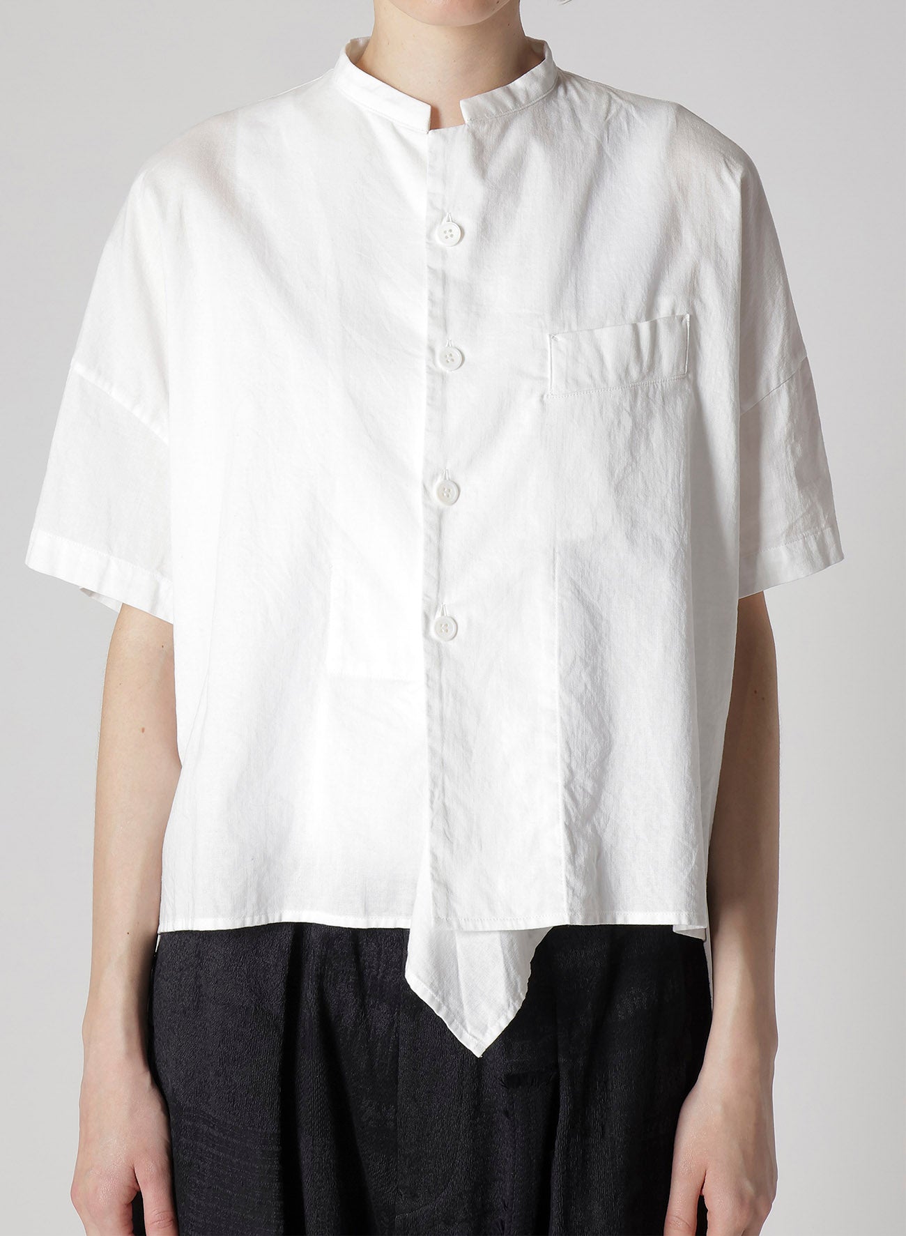 トップス 066042 Y's BORN PRODUCT THIN COTTON Y's BORN PRODUCT] THIN COTTON TWILL HALF SLEEVE BOX SHIRT