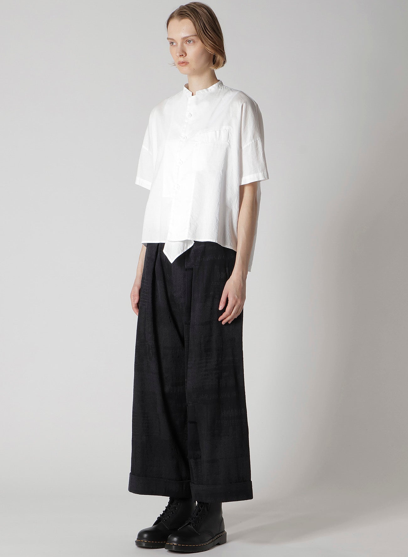 トップス 066042 Y's BORN PRODUCT THIN COTTON Y's BORN PRODUCT] THIN COTTON TWILL FRENCH SLEEVE DRESS