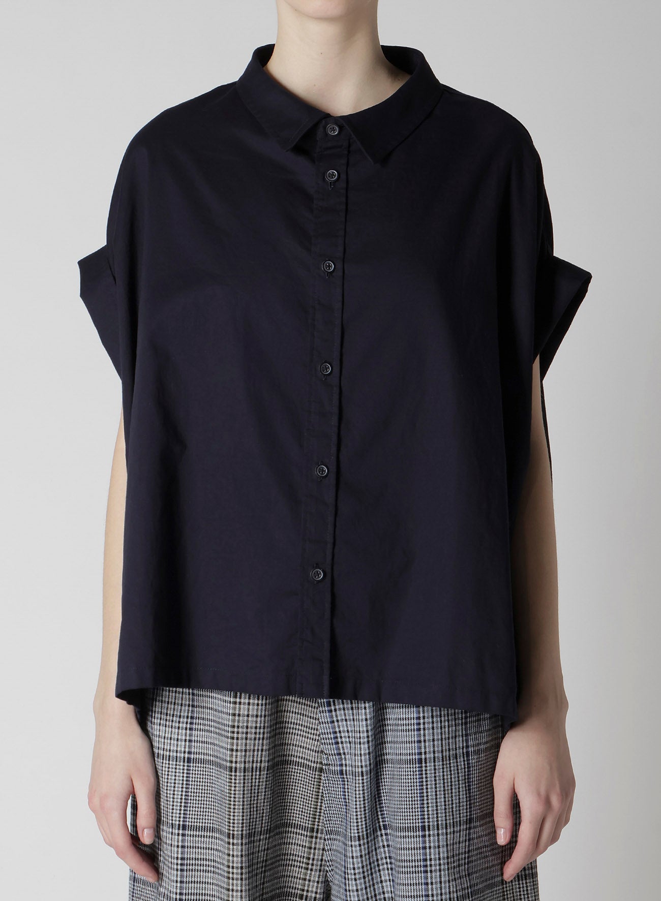 [Y's BORN PRODUCT] THIN COTTON TWILL SHORT SLEEVE BLOUSE
