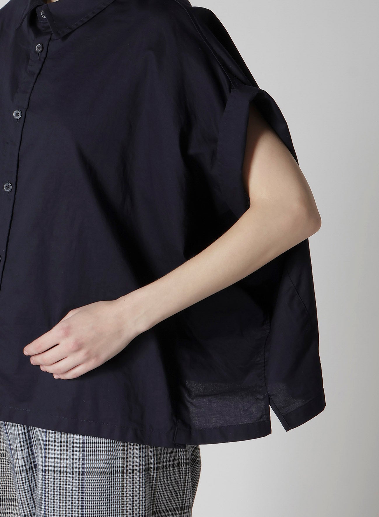 [Y's BORN PRODUCT] THIN COTTON TWILL SHORT SLEEVE BLOUSE