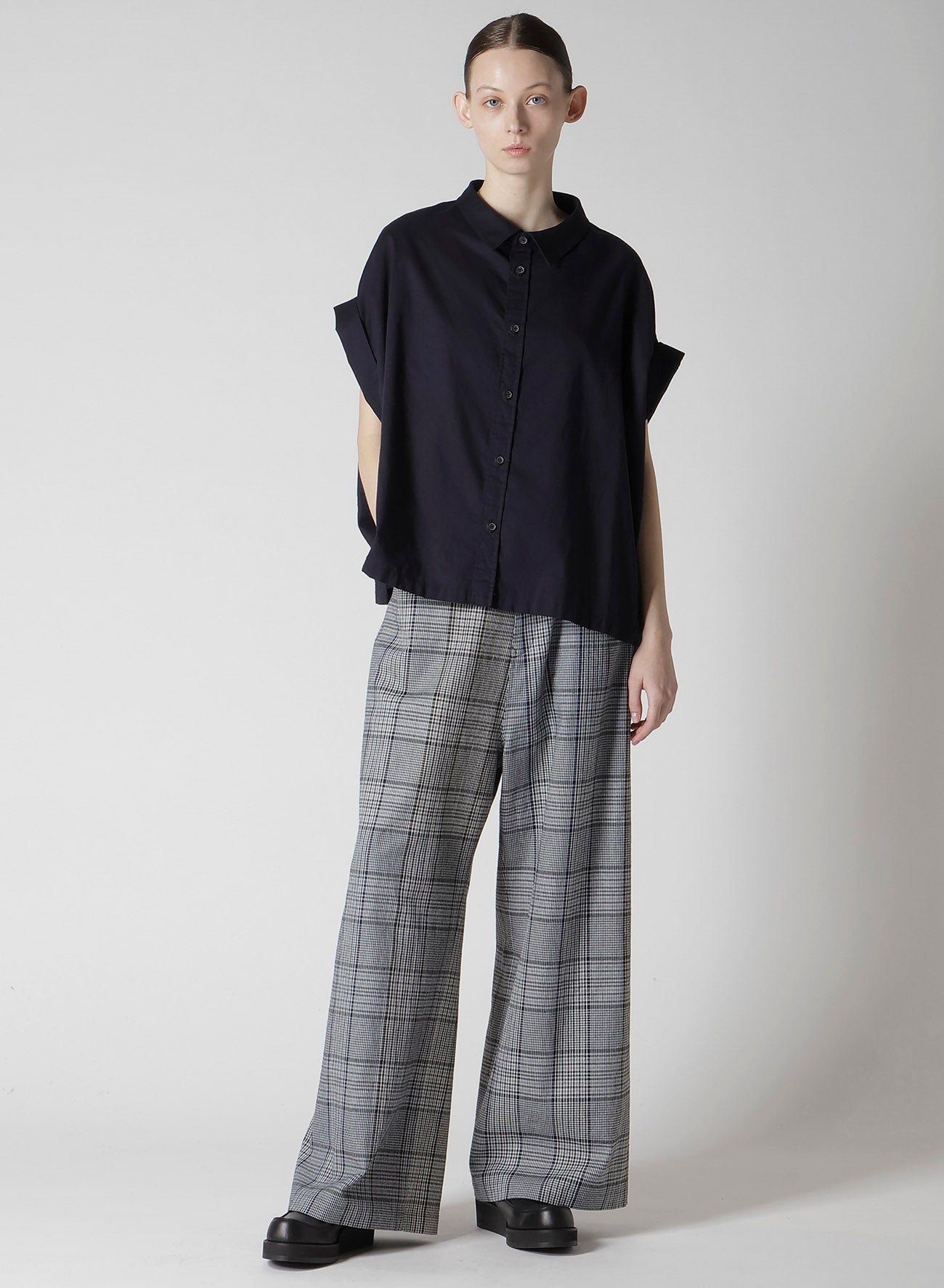 [Y's BORN PRODUCT] THIN COTTON TWILL SHORT SLEEVE BLOUSE