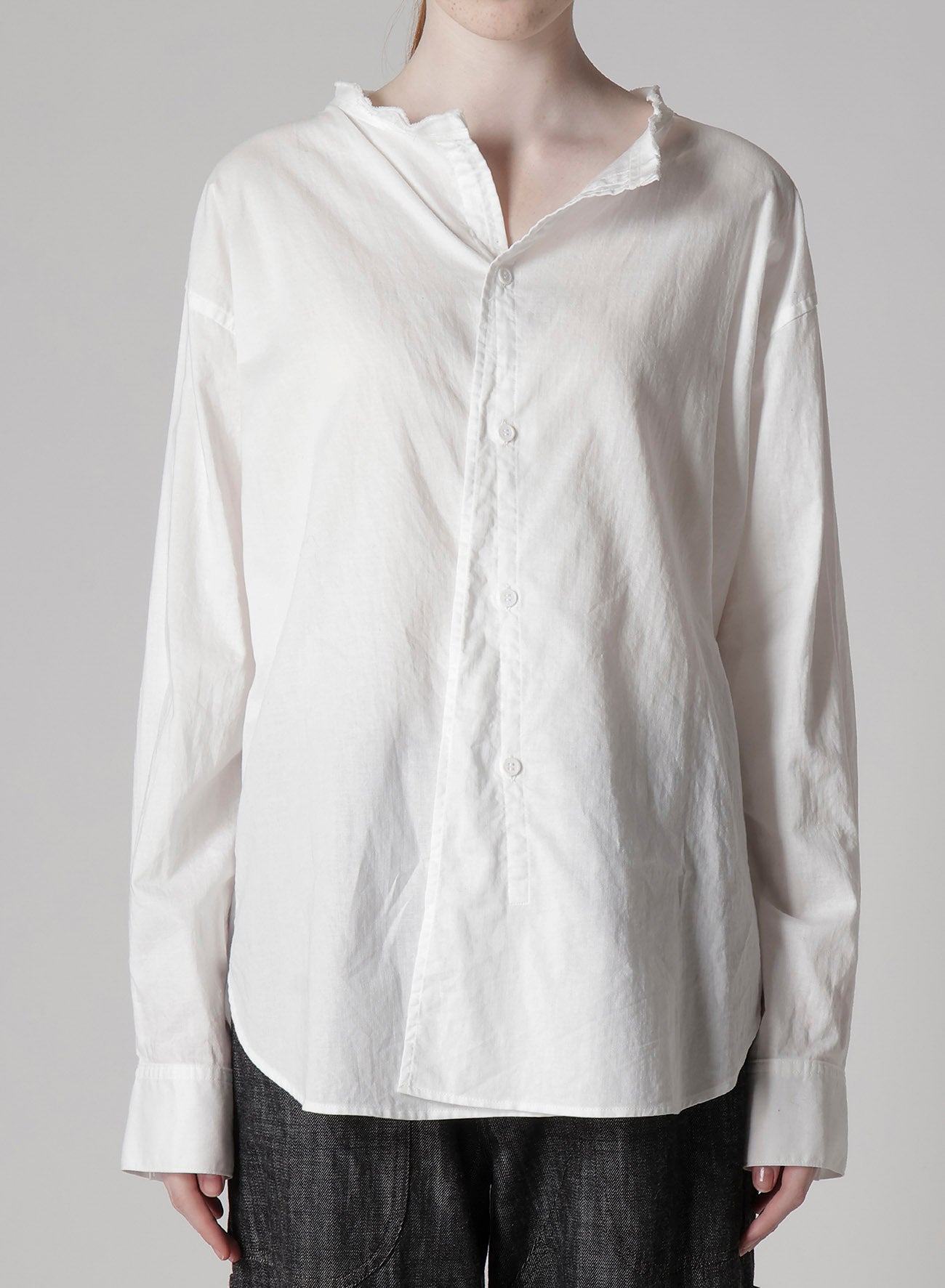 トップス 066042 Y's BORN PRODUCT THIN COTTON Y's BORN PRODUCT] THIN COTTON TWILL FRINGE COLLAR BLOUSE – THE