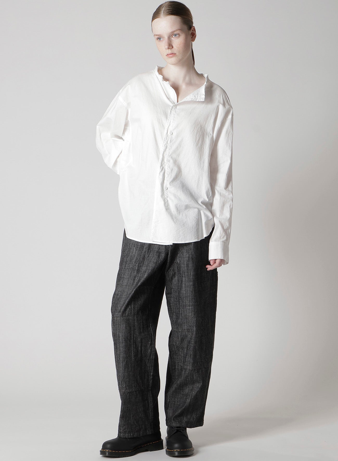 [Y's BORN PRODUCT] THIN COTTON TWILL FRINGE COLLAR BLOUSE