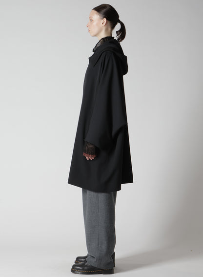 WOOL GABARDINE DOLMAN SLEEVE HOODIE COAT