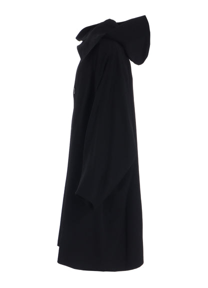 WOOL GABARDINE DOLMAN SLEEVE HOODIE COAT