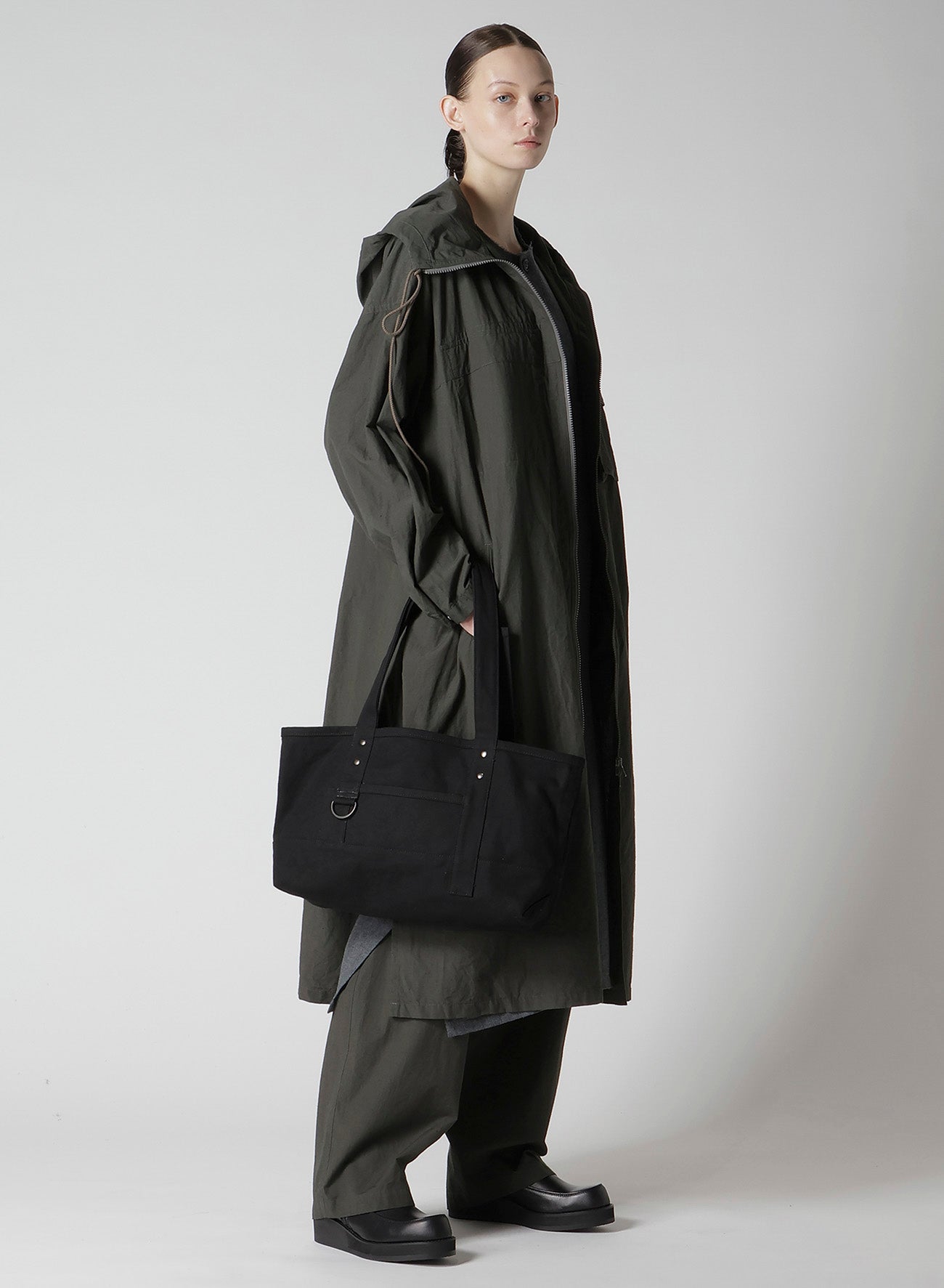COTTON/LINEN BROADCLOTH HOODIE COAT D