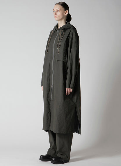 COTTON/LINEN BROADCLOTH HOODIE COAT D