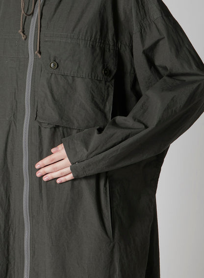 COTTON/LINEN BROADCLOTH HOODIE COAT D