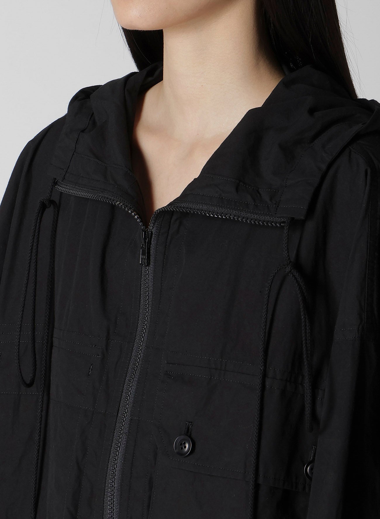 COTTON/LINEN BROADCLOTH HOODIE COAT D