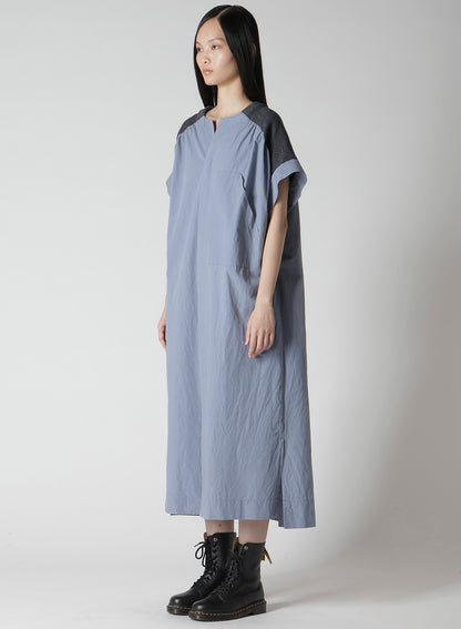 COTTON/LINEN RIB FLY OPEN DRESS