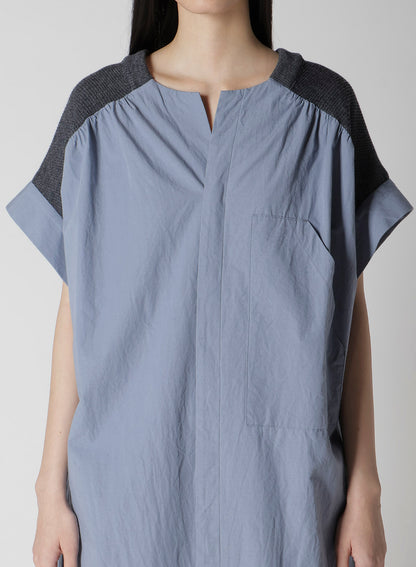 COTTON/LINEN RIB FLY OPEN DRESS