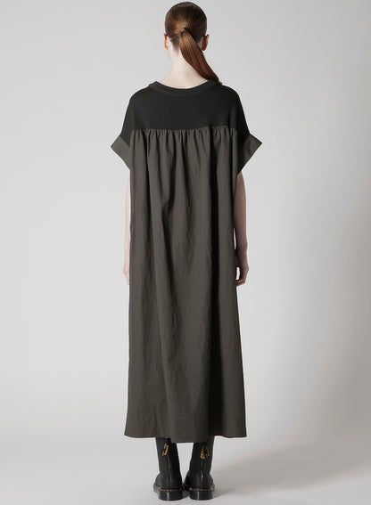 COTTON/LINEN RIB FLY OPEN DRESS
