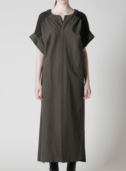 COTTON/LINEN RIB FLY OPEN DRESS