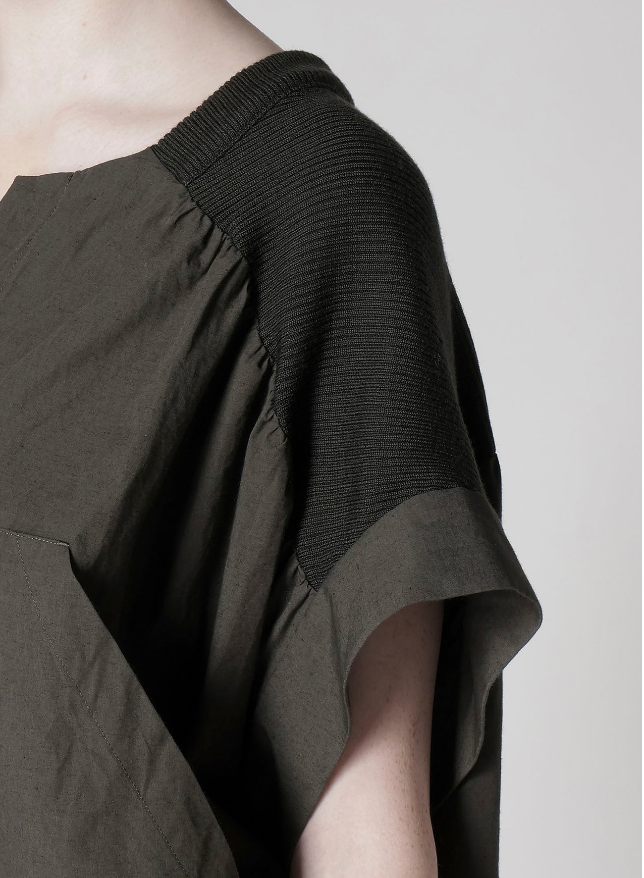 COTTON/LINEN RIB FLY OPEN DRESS
