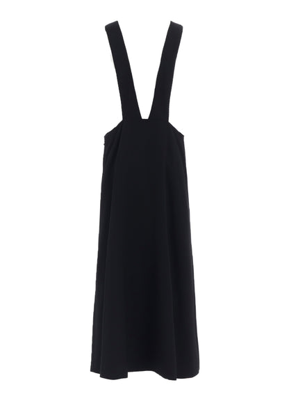 WOOL GABARDINE LONG FLARE DRAPE DRESS