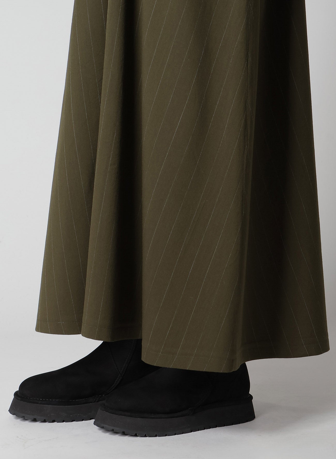 W/RY STRIPE LONG FLARE DRAPE DRESS