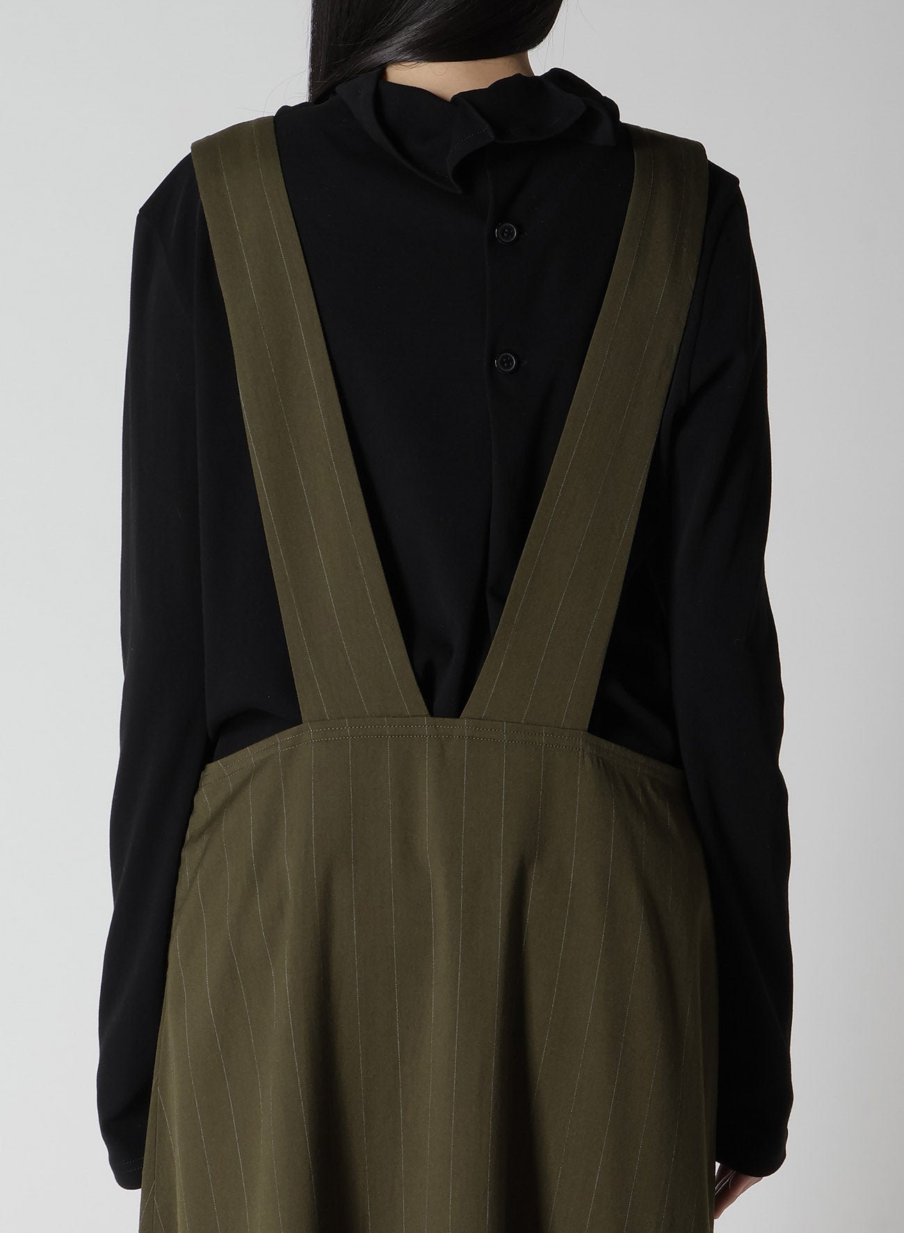 W/RY STRIPE LONG FLARE DRAPE DRESS