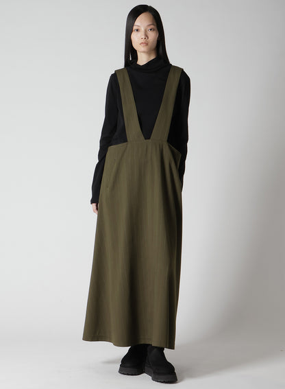 W/RY STRIPE LONG FLARE DRAPE DRESS