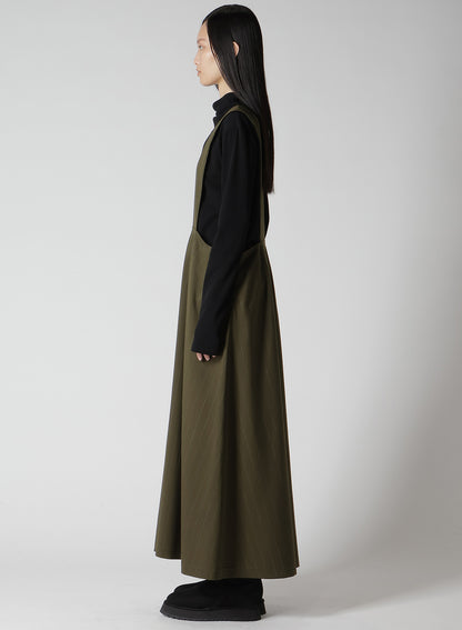 W/RY STRIPE LONG FLARE DRAPE DRESS