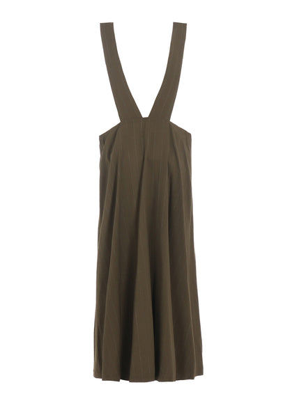 W/RY STRIPE LONG FLARE DRAPE DRESS