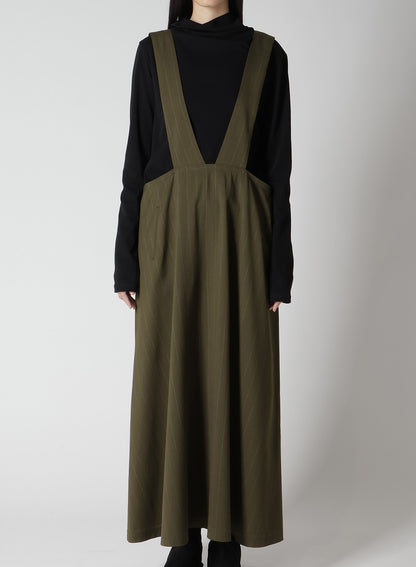 W/RY STRIPE LONG FLARE DRAPE DRESS