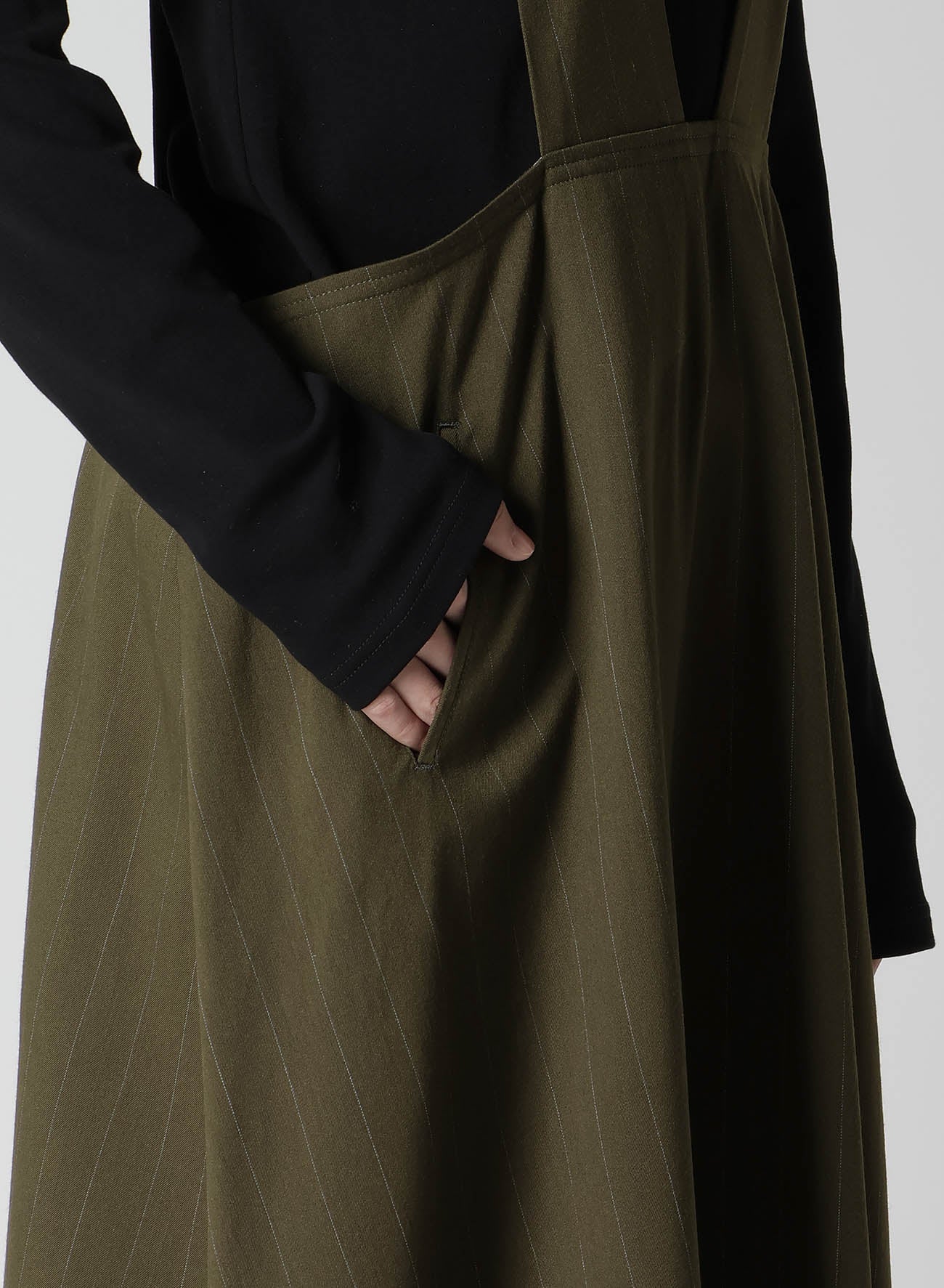 W/RY STRIPE LONG FLARE DRAPE DRESS