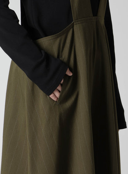 W/RY STRIPE LONG FLARE DRAPE DRESS