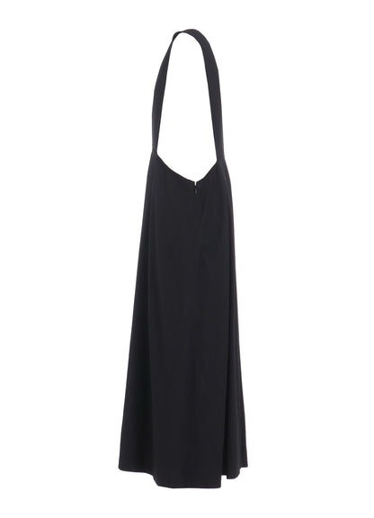 W/RY STRIPE LONG FLARE DRAPE DRESS