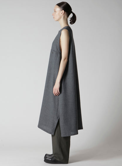WOOL GAUZE TWILL LONG DRESS WITH POCKET