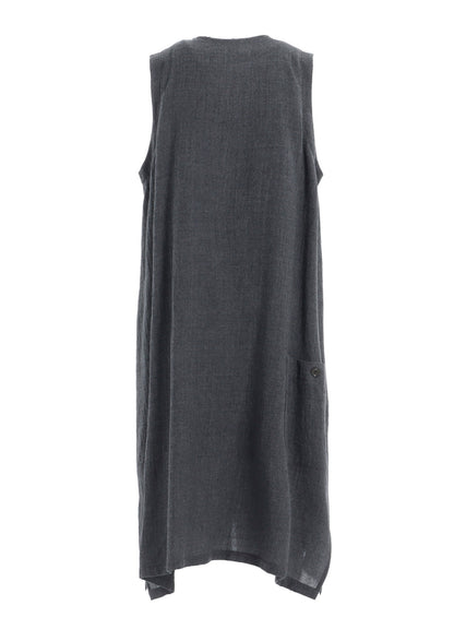 WOOL GAUZE TWILL LONG DRESS WITH POCKET