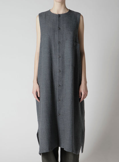 WOOL GAUZE TWILL LONG DRESS WITH POCKET