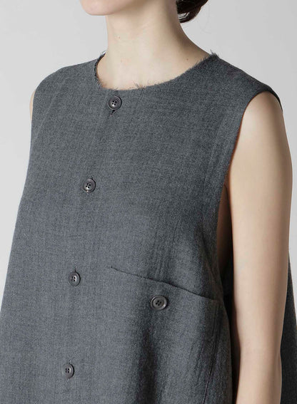 WOOL GAUZE TWILL LONG DRESS WITH POCKET