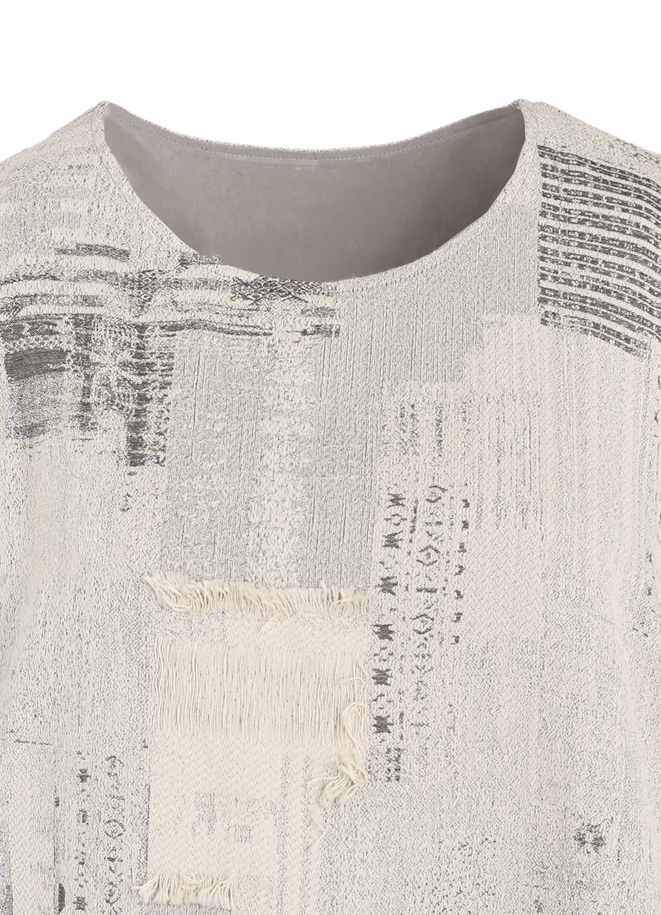 PATCHWORK JACQUARD ASYMMETRIC SLEEVELESS DRESS